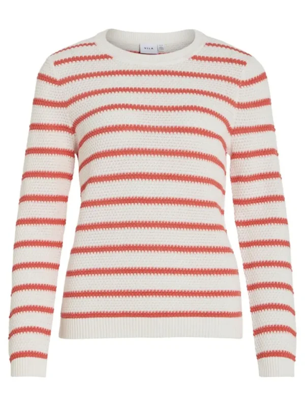 Vila Jumpers & Cardigans<Dalo Stripe Jumper (White/Dubarry)