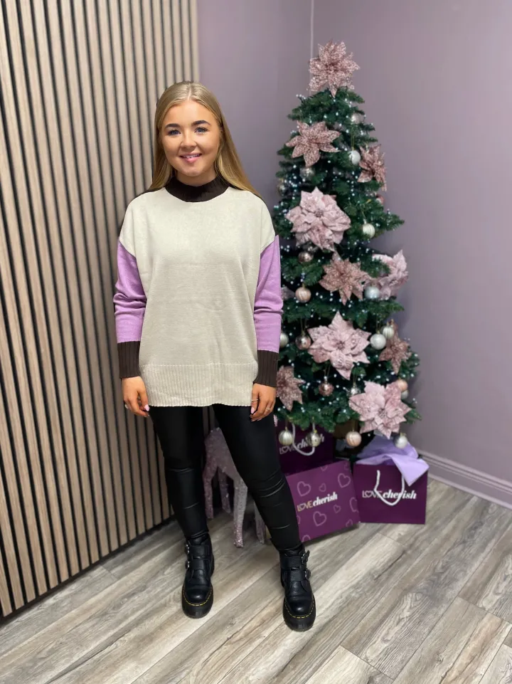 dalyn_jumper_coffee_bean_1.webp Ichi Jumpers & Cardigans<Dalyn Jumper (Coffee Bean)