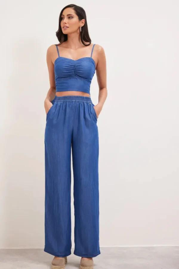 Enzzo Pants<DEBBI WIDE LEG TROUSERS (DENIM BLUE)