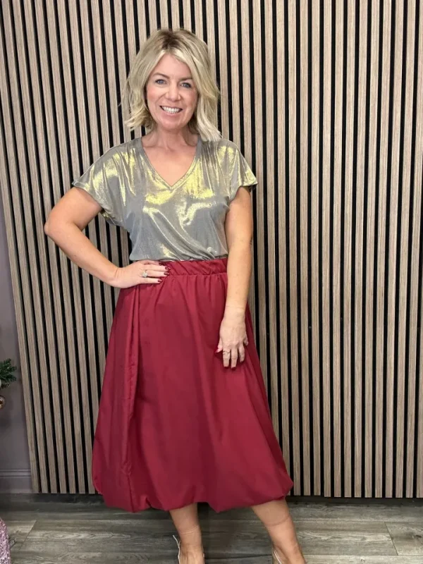 Vila Occasionwear | Skirts<Eimear Midi Balloon Skirt (Cabernet)