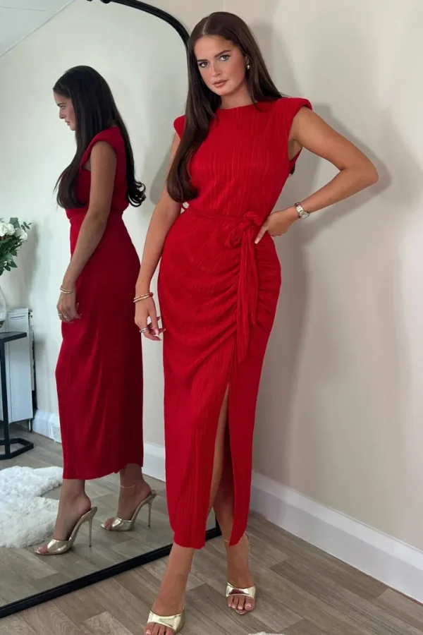 Girl in Mind Occasionwear<Elena Ruched Seamed Midi Dress
