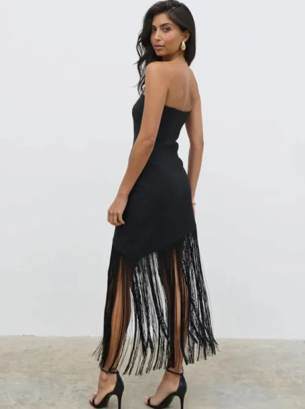 Pretty Lavish Occasionwear | Dresses<Eliana Bandeau Asymmetric Fringed Dress