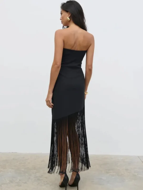 Pretty Lavish Occasionwear | Dresses<Eliana Bandeau Asymmetric Fringed Dress