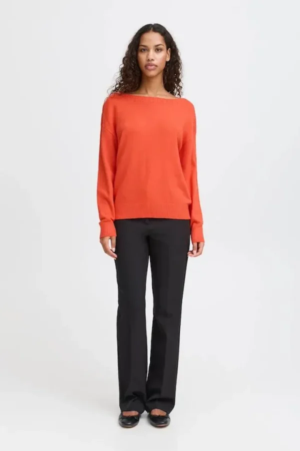 Ichi Jumpers & Cardigans<Ella Boat Neck Jumper (Fiesta)