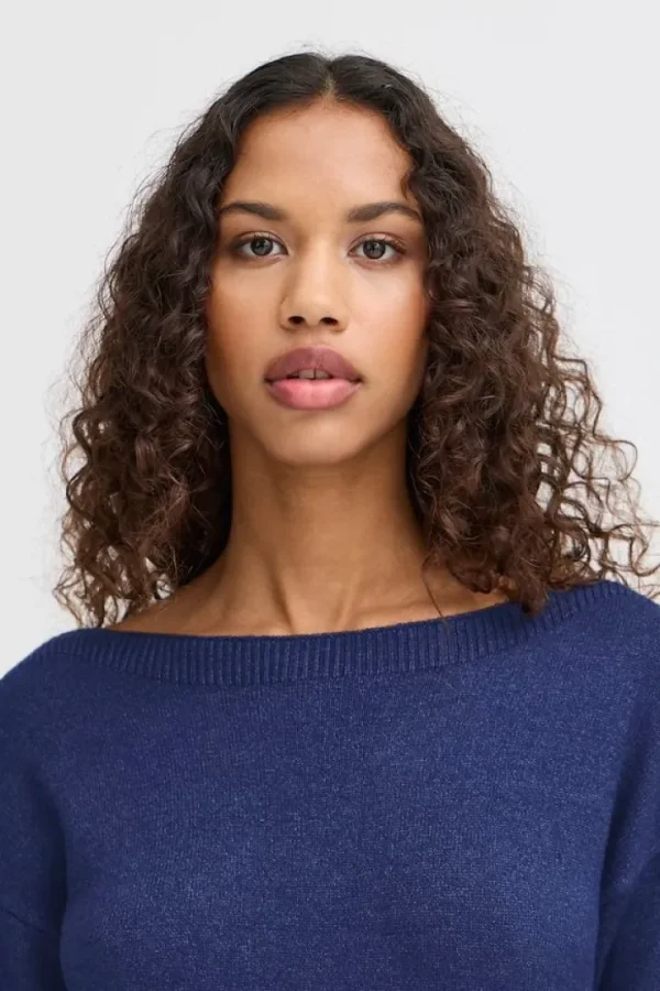 Ichi Jumpers & Cardigans<Ella Boat Neck Jumper (Medieval )