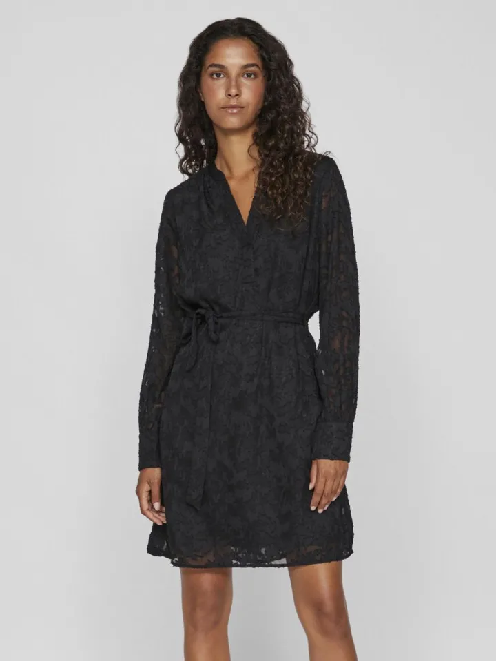 ema_vneck_mini_dress_blac_1.webp Vila Dresses<Ema V-Neck Mini Dress