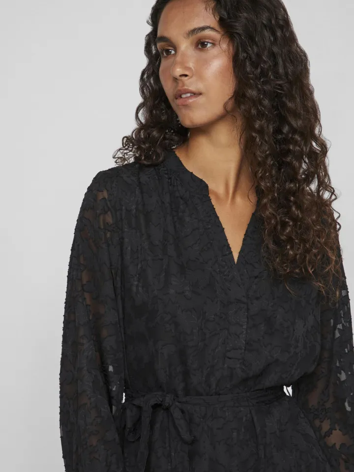 ema_vneck_mini_dress_blac_2.webp Vila Dresses<Ema V-Neck Mini Dress