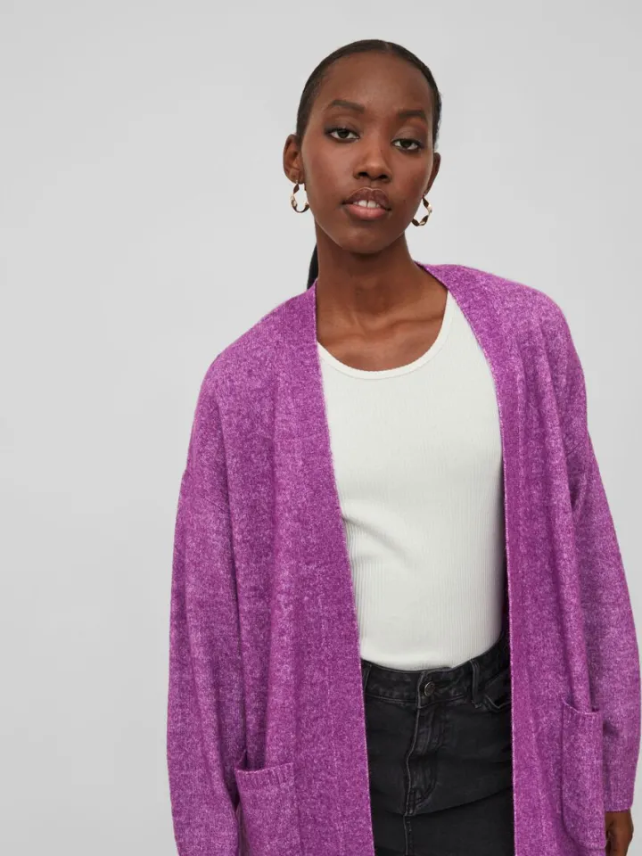 ericka_open_knit_cardigan_2.webp Vila Jumpers & Cardigans<Ericka Open Knit Cardigan (Sparking Grape)