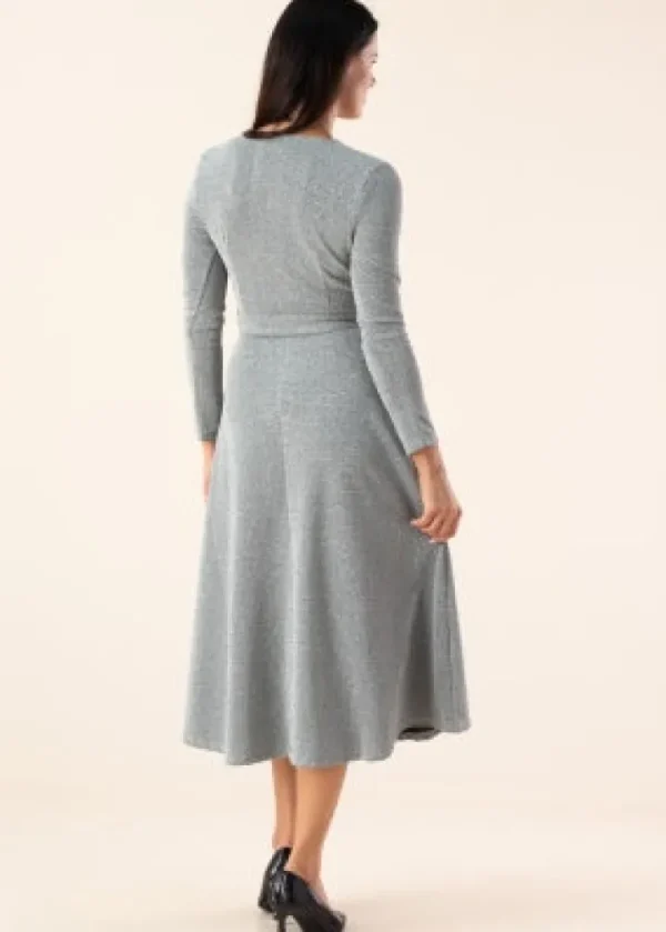 Vila Occasionwear<EVA L/S WRAP DETAIL MIDI DRESS (SILVER)