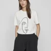 Vila T-Shirts<FACE PRINTED COTTON T-SHIRT (WHITE)