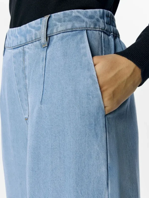 Object Pants<Fame Wide Leg Pants (Light Denim)