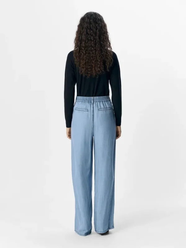 Object Pants<Fame Wide Leg Pants (Light Denim)