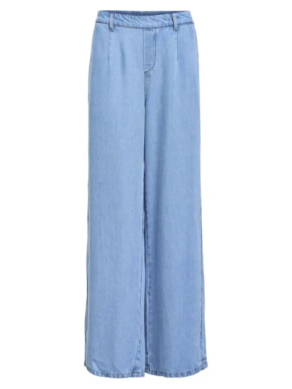 Object Pants<Fame Wide Leg Pants (Light Denim)