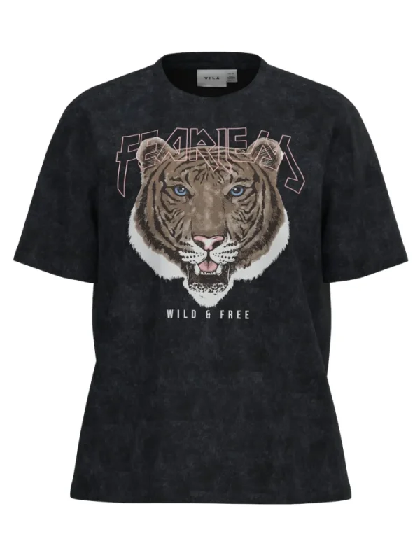 Vila T-Shirts<FEARLESS T-SHIRT (BLACK)
