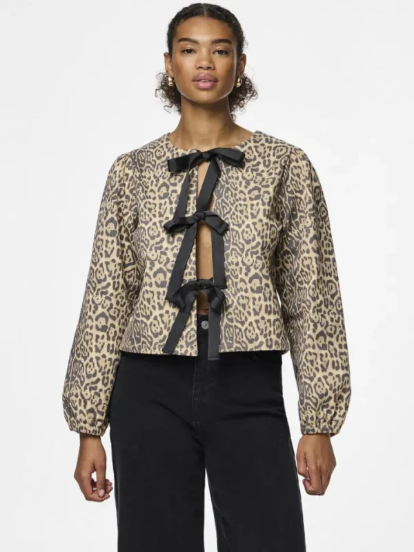 Pieces Co-Ords<Fia Denim Reversable Tie Top (Black/Leo)