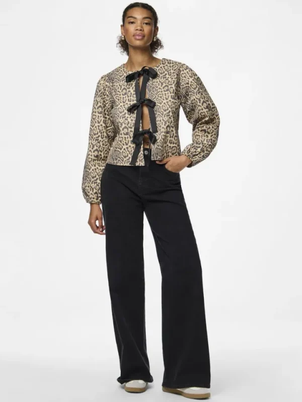Pieces Co-Ords<Fia Denim Reversable Tie Top (Black/Leo)