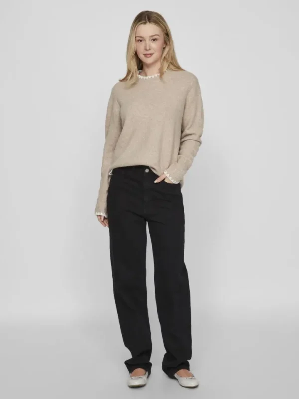 Vila Jumpers & Cardigans<Fina Jumper (Natural Melange/White)