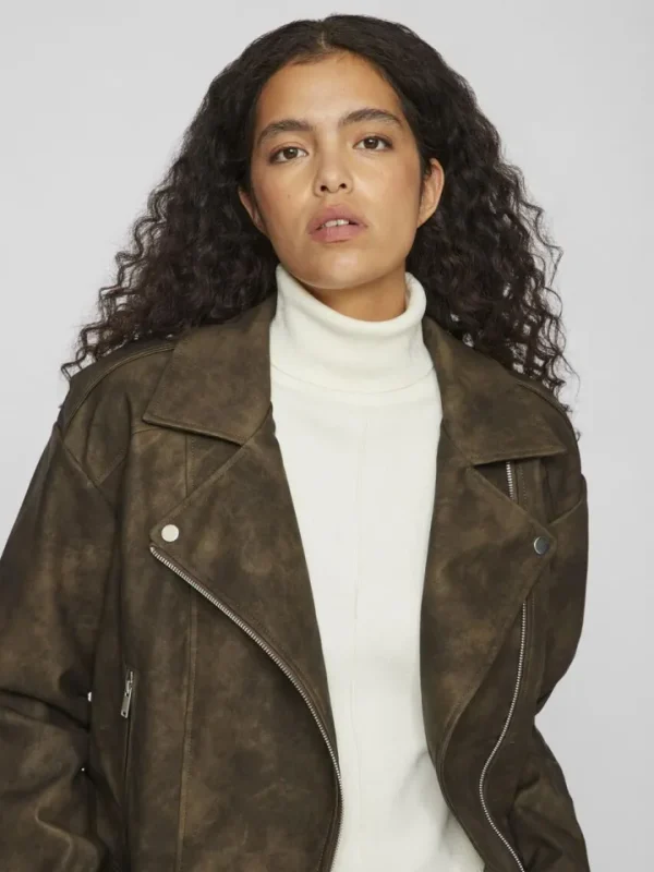 Vila Jackets<Fiona Biker Jacket (Brown Patina/Washed)