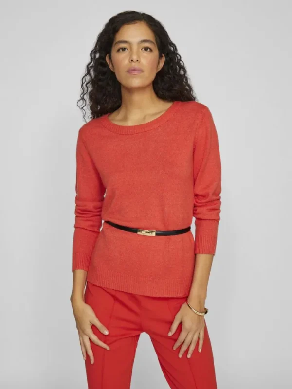 Vila Jumpers & Cardigans<Floria Knitted Jumper (Aurora Red/Dark Melan)