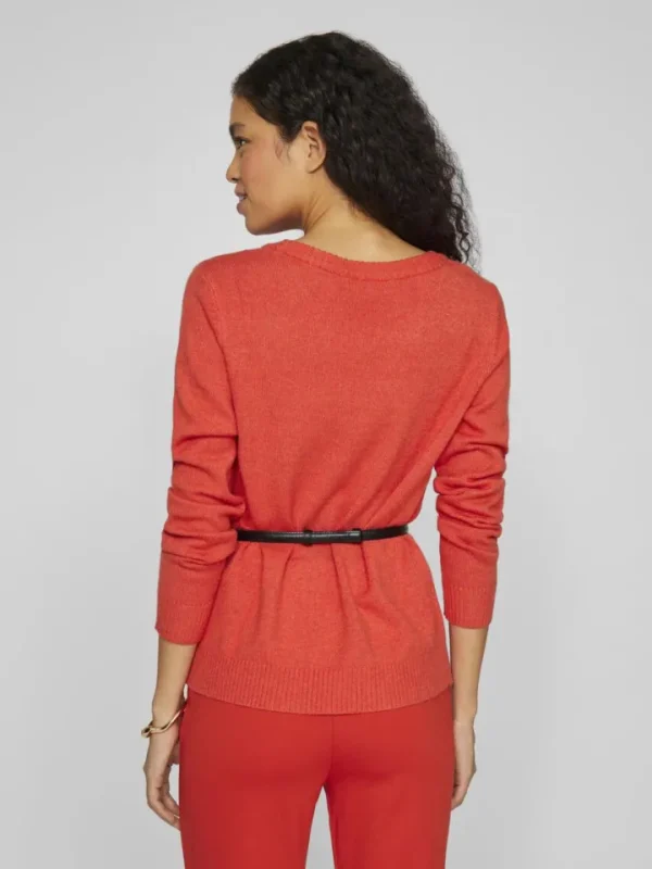 Vila Jumpers & Cardigans<Floria Knitted Jumper (Aurora Red/Dark Melan)