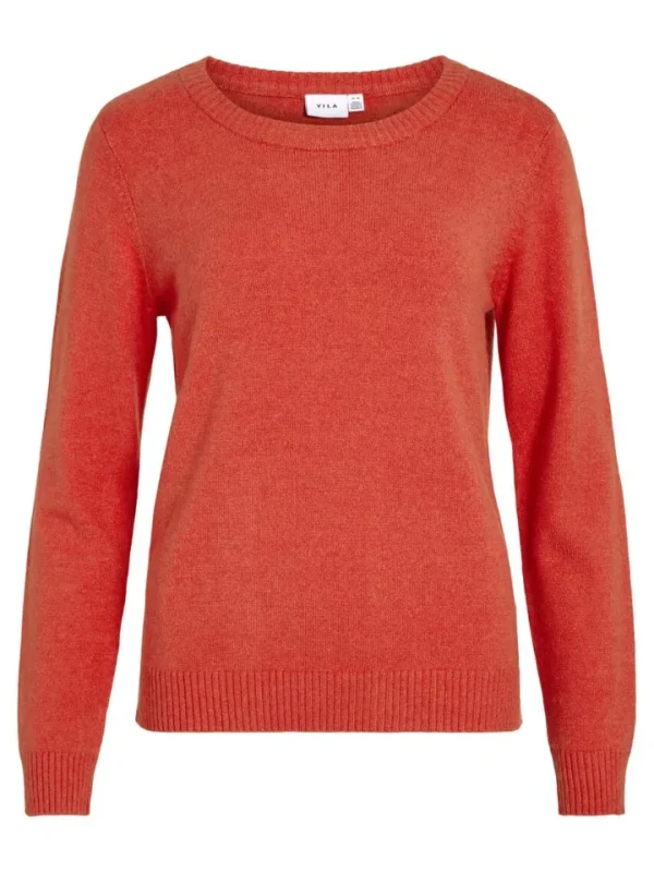 Vila Jumpers & Cardigans<Floria Knitted Jumper (Aurora Red/Dark Melan)