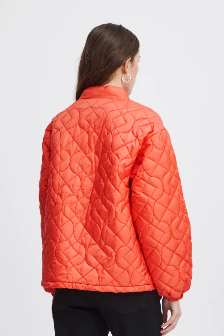 foni_short_jacket_hot_cor_6.webp Ichi Jackets | Coats<Foni Short Jacket (Hot Coral)