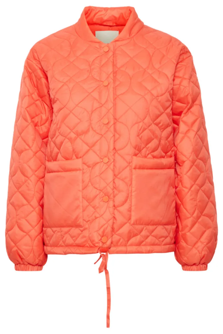 foni_short_jacket_hot_cor_7.webp Ichi Jackets | Coats<Foni Short Jacket (Hot Coral)