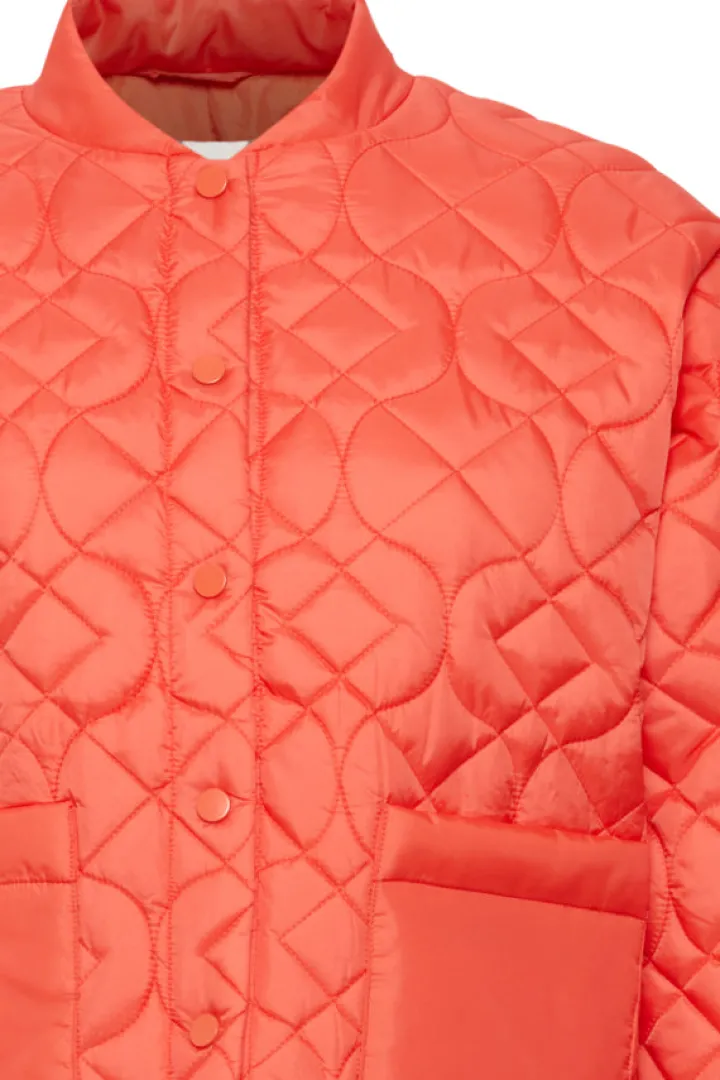 foni_short_jacket_hot_cor_9.webp Ichi Jackets | Coats<Foni Short Jacket (Hot Coral)
