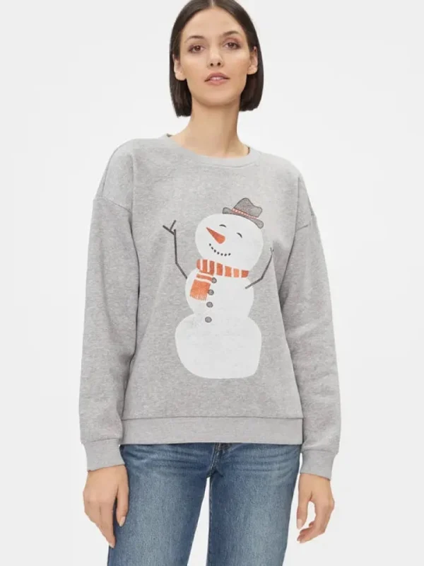 Vila Jumpers & Cardigans<Glitter Snowman Christmas Jumper (Grey)