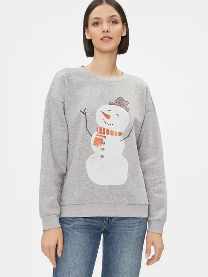 glitter_snowman_christmas_0.webp Vila Jumpers & Cardigans<Glitter Snowman Christmas Jumper (Grey)