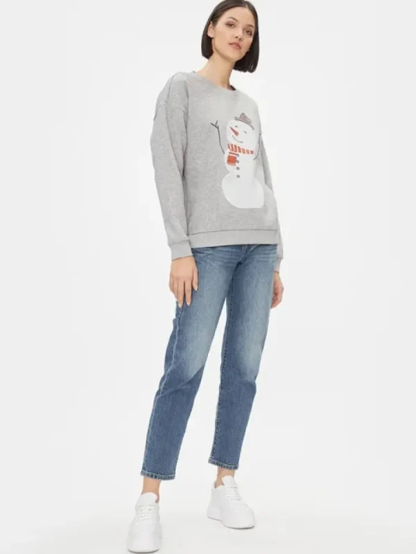 Vila Jumpers & Cardigans<Glitter Snowman Christmas Jumper (Grey)