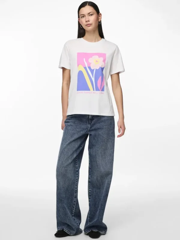 Pieces T-Shirts<Good Things T-Shirt (White/Begonia Pink)