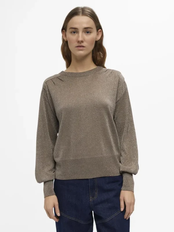 Object Jumpers & Cardigans<GRACE GLITTER JUMPER (FOSSIL/SILVER)