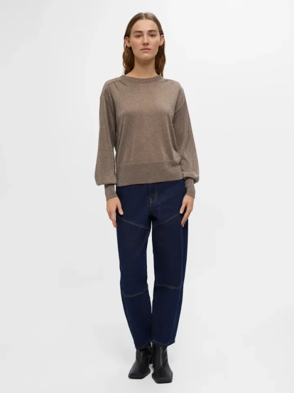 Object Jumpers & Cardigans<GRACE GLITTER JUMPER (FOSSIL/SILVER)