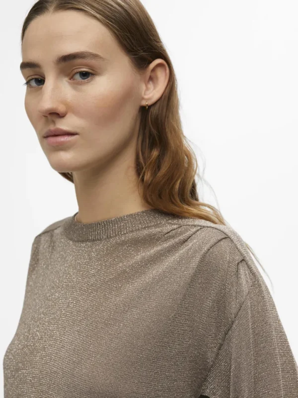Object Jumpers & Cardigans<GRACE GLITTER JUMPER (FOSSIL/SILVER)