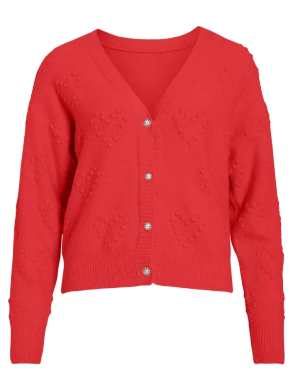 Vila Jumpers & Cardigans<Hailey Knit Cardigan (Poppy Red)