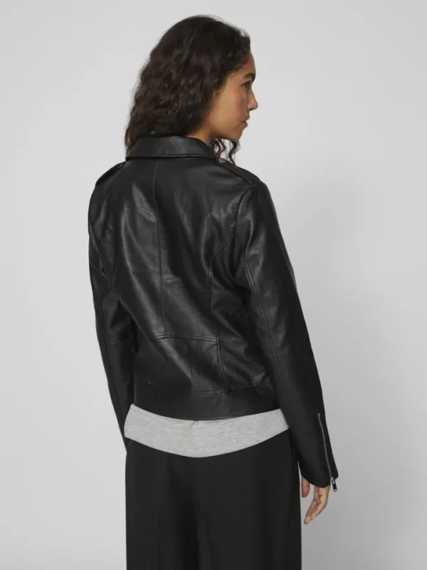 Vila Jackets<Hanley Faux Leather Biker Jacket (Black)