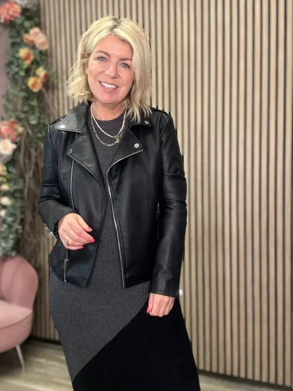 Vila Jackets<Hanley Faux Leather Biker Jacket (Black)