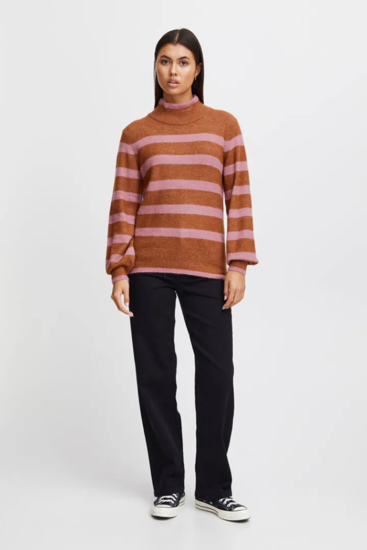 heden_high_neck_jumper_su_0.webp Ichi Jumpers & Cardigans<HEDEN HIGH NECK JUMPER (SUGAR ALMOND)