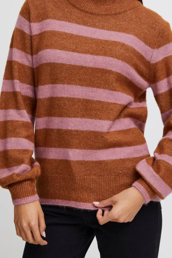 heden_high_neck_jumper_su_4.webp Ichi Jumpers & Cardigans<HEDEN HIGH NECK JUMPER (SUGAR ALMOND)