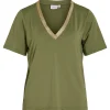 Vila T-Shirts<Hekla V-Neck Top (Oil Green/Glitter)