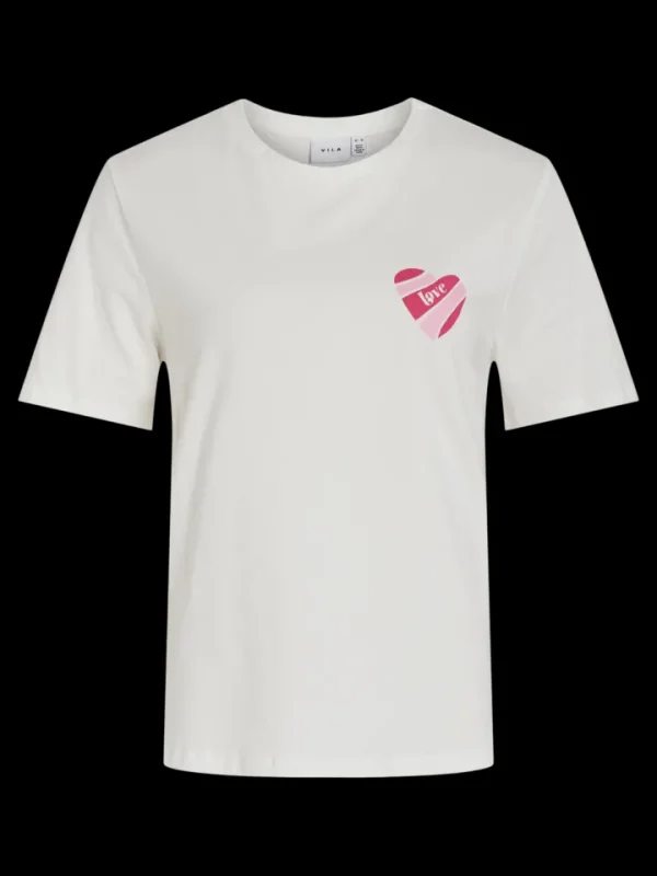 Vila T-Shirts<Hiva T-Shirt (White/Pink Sunshine)