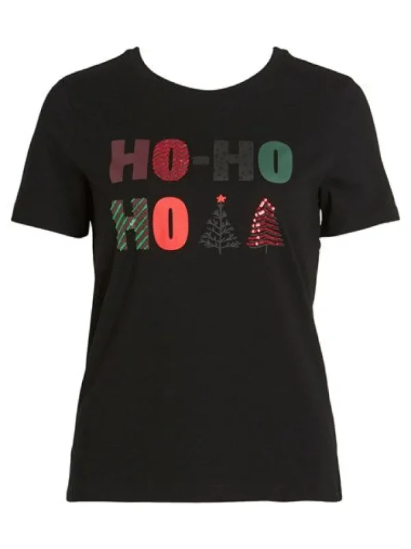 Vila T-Shirts<Ho Ho Ho Christmas T-Shirt (Black)