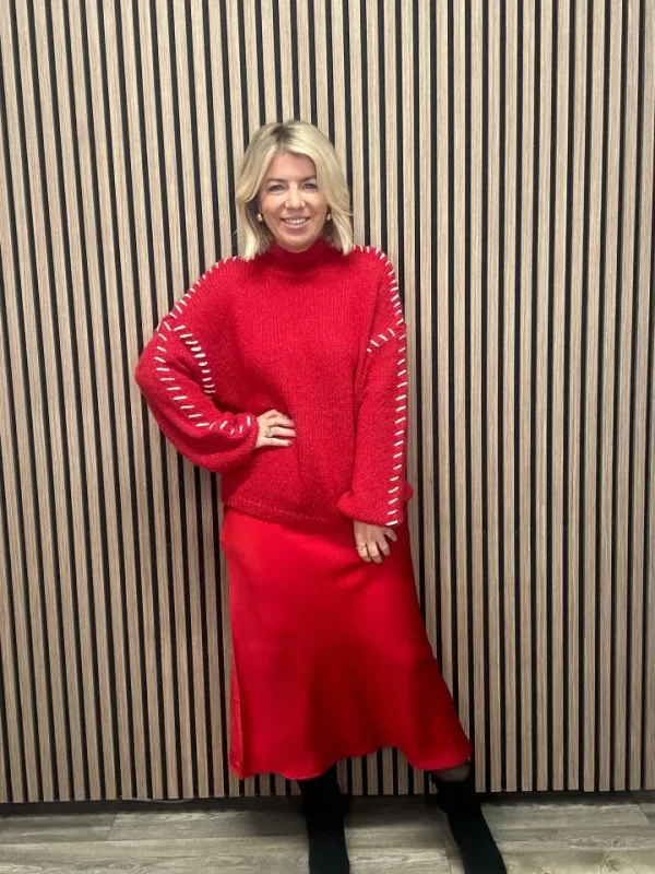 Vila Jumpers & Cardigans<Hoca Turtle Neck Jumper (Cherry/White)