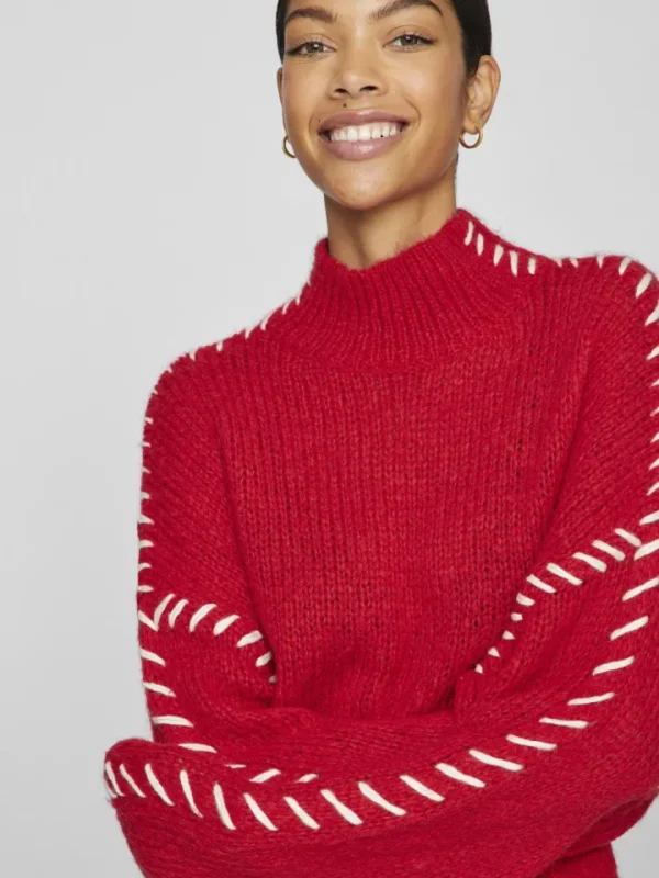 Vila Jumpers & Cardigans<Hoca Turtle Neck Jumper (Cherry/White)