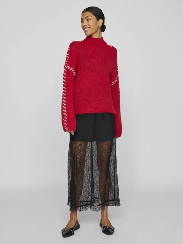 Vila Jumpers & Cardigans<Hoca Turtle Neck Jumper (Cherry/White)