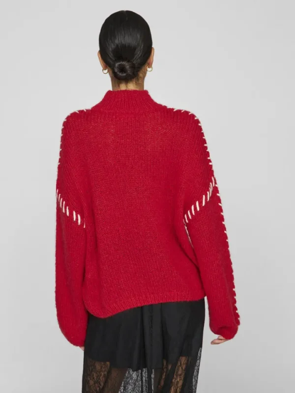Vila Jumpers & Cardigans<Hoca Turtle Neck Jumper (Cherry/White)