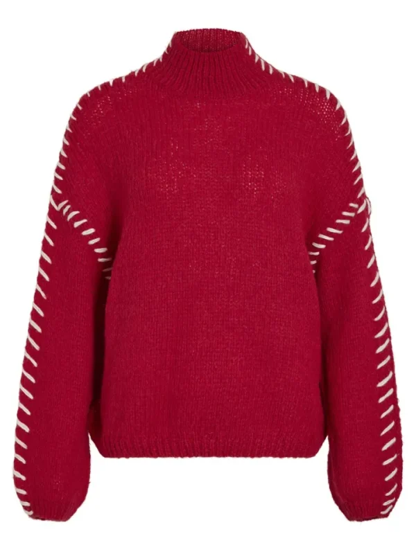 Vila Jumpers & Cardigans<Hoca Turtle Neck Jumper (Cherry/White)