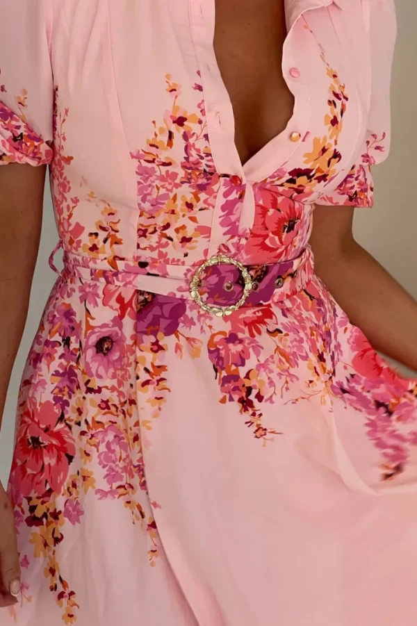 Girl in Mind Occasionwear<Holland Boarder Print Midi Dress (Pink)