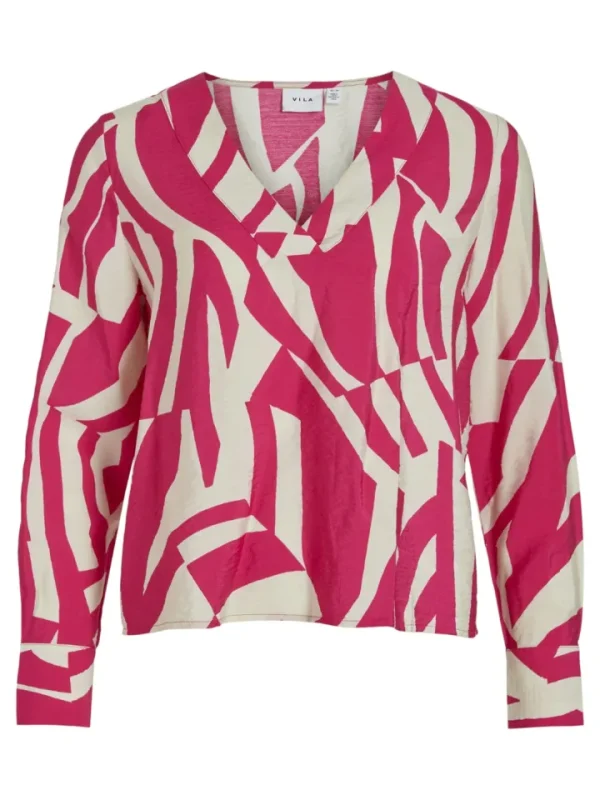 Vila Shirts & Blouses<Ido V-Neck Top (Cabaret/Birch)